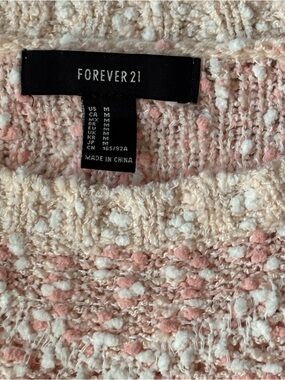 Forever 21 Soft Bouclé Crewneck in Pink & Cream